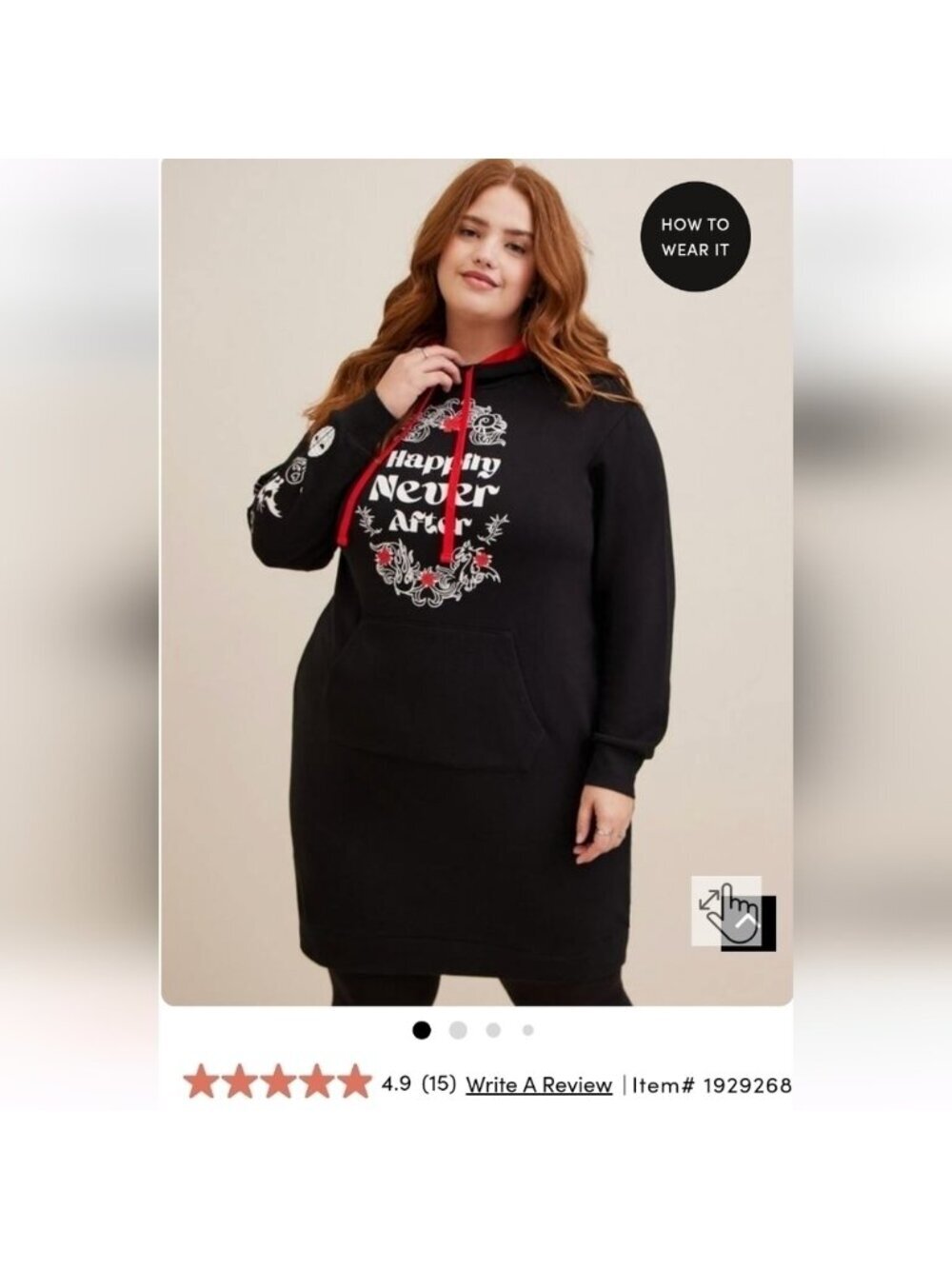 Torrid  Disney Villains Dress, Hoody Dress Happily Never After graphic black 1x - Picture 4 of 10